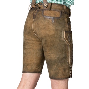 Customized <b>Boys</b> Lederhosen Shorts in <b>German</b> Traditional Bavarian Style Tanned Leather Bermuda Shorts Solid Pattern Canvas Fabric - Product Image 5