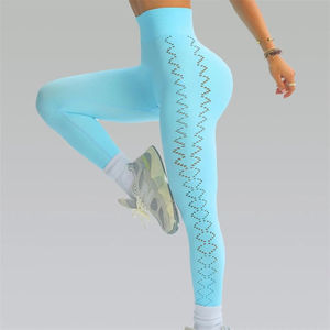 Pantalon de Yoga en maille Sexy pour femmes taille haute Spandex/Nylon Fitness façonnage pantalon d'entraînement respirant XL taille élastique Logo ODM approvisionnement - Product Image 3