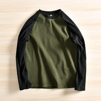 T-shirt Homme Ample à Manches Longues en Velours Allemand Tricoté Épais, Personnalisé avec Logo OEM, Couleurs Contrastées, Chaud et Confortable