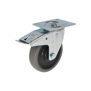 Rueda giratoria, Diámetro: 200 en placa con freno-Goma gris (Capacidad 225 kg) - Product Image 1