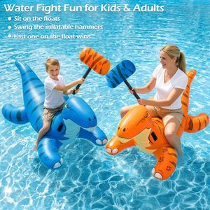 Premium Inflatable Dinosaur <b>Pool</b> Float Ride On with Toy Hammers <b>Pool</b> Games Toys for Kids Teens Adults Summer Lake Beach Party - Product Image 2