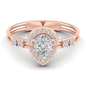 REYES GRA Moissanite 0.88 Carat en argent sterling 925 certifié poire pour mariage Bijoux fins Bague Halo plaquée or rose 14 carats - Product Image 1