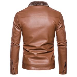 <b>Jacket</b> PU Synthetic Leather <b>Jacket</b> Warm <b>Thick</b> Leather Collar Motorcycle <b>Jacket</b> - Product Image 2