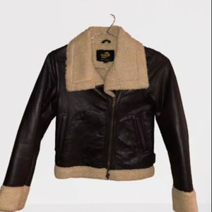 High Quality Vintage Style Cow Skin <b>Leather</b> <b>Jacket</b> with <b>Faux</b> Fur Lining Eco-Friendly & Waterproof Zip Closure - Product Image 1