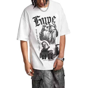 Camiseta de gran tamaño 220GSM de peso pesado para hombre, de manga corta Camiseta con estampado de algodón 100% antiarrugas bordada para hombre - Product Image 6