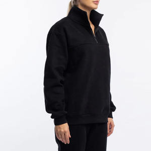 เสื้อสเวตเชิ้ตผ้าฟลีซคอตตอนแขนยาวทรงโอเวอร์ไซส์สำหรับผู้หญิง แบบซิปครึ่งตัวหรือซิป 1/4  รับผลิตตามสั่งพร้อมปักโลโก้ ขายส่ง ราคาพิเศษ - Product Image 3