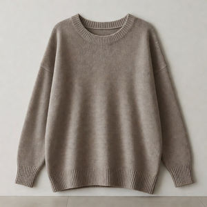 Pull en tricot ample à épaules tombantes pour femme, en laine douce et acrylique, col rond, manches longues, confortable, mode hiver - Product Image 4