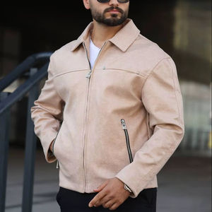 <b>Men's</b> Winter Khaki Zip-Up Long Sleeve Overcoat <b>Corduroy</b> Collar Waterproof Streetwear <b>Jacket</b> Grey Goose Filled 80% Polyester 20% - Product Image 1