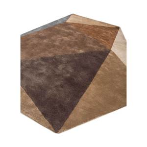 พรมขนสัตว์ผสมวิสโคสทอมือขนาดใหญ่ ลายเรขาคณิต สีเบจ-น้ำตาล สำหรับตกแต่งบ้าน ห้องวัยรุ่น ห้องโถง รูปทรงสี่เหลี่ยมผืนผ้า รุ่น Tnq-1104 - Product Image 2