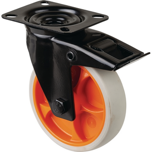 Light Grey BS Casters for Furniture 125mm Wheel Diameter 120kg Load Capacity <b>Swivel</b> Caster with Brake 104x80mm Rubber - Product Image 3