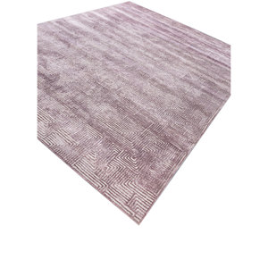 Tapis en laine et soie de bambou noué à la main à motif géométrique Azalea rose et violet pour usage domestique - Aiwb-13025 - Product Image 2