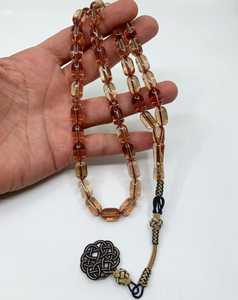 Perles de prière islamique Tasbeeh personnalisées en résine ambre transparent couleur rouge fée style modèle en bois pour l'artisanat et les cadeaux - Product Image 2