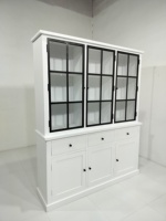 Meuble de rangement de luxe moderne industriel en bois de manguier massif avec portes vitrées, style ferme, pour salon, avec tiroirs multi-rangements, pour maison et hôtel