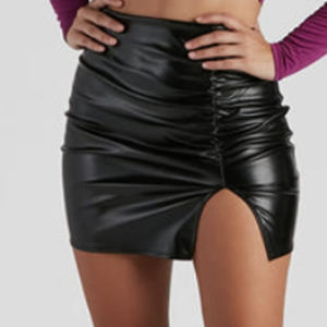 Jupes courtes en cuir personnalisées pour femmes, design de marque, couleur unie, tendance, brillantes, jupes décontractées pour femmes, jupes de club pour femmes - Product Image 6