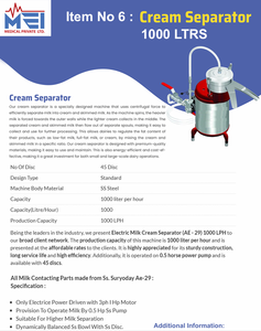 Separador de crema industrial para granjas lecheras 1000 L/H Equipo automático de desnatado de leche Alta productividad - Product Image 2