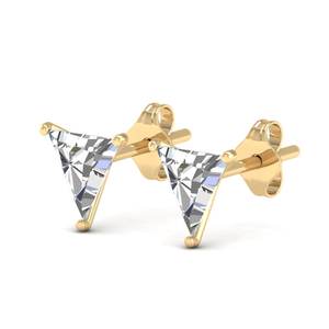 Prix de gros REYES Factory, boucles d'oreilles clous en or massif 14 carats, forme triangulaire, diamant CVD de laboratoire de 1,91 carat, fermeture à vis, pour femmes - Product Image 3
