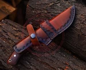 Handmade Damascus Steel Fixed Blade Knife High Carbon Fixed Blade Hunting Knives with <b>Leather</b> Sheath - Product Image 3