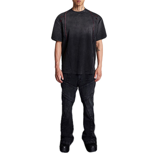 Camiseta de Hombre Vintage de Alta Calidad, 100% Algodón, Ecológica, Transpirable, de Gran Tamaño, Lavada al Ácido, Desgastada, con Estampado Personalizado, 220g - Product Image 4