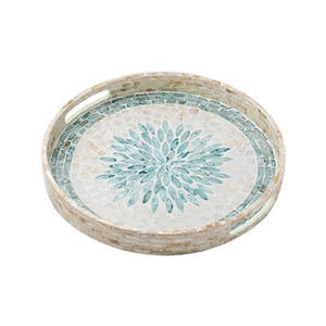 Cadeau spécial pour Ramadan mère de perle bleu incrusté plateaux de service haut de gamme décoration de Table fait à la main du vietnam - Product Image 5
