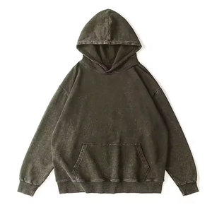 Sweat à capuche pour homme personnalisable, en polaire d'hiver respirant, tendance, délavé à la pierre, effet décoloré par le soleil, uni, décontracté, mode extérieure, teinture unie - Product Image 4
