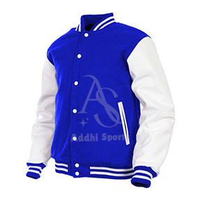 Clásico azul blanco Varsity Letterman a prueba de viento estilo universitario chaqueta de hombre OEM fabricante prendas de vestir exteriores - Product Image 4