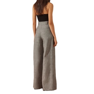 Mujer primavera nueva moda recta pierna ancha pantalones cómodos Vintage cintura alta transpirable cremallera trasera pantalones femeninos - Product Image 5