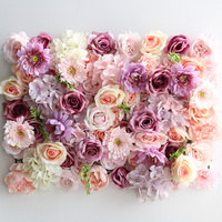 Décoration de mariage : Panneau de fleurs artificielles en hydrangea rose poudré, arrangements floraux en soie et plastique, toile de fond murale, mur de fleurs artificielles