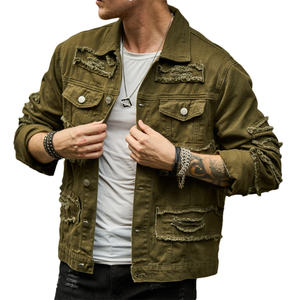 Chaqueta vaquera resistente verde algodón 100% para hombre, diseño Vintage en blanco, estilo deportivo transpirable, estilos personalizables, piel de vaca - Product Image 1
