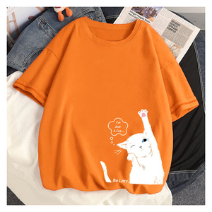 New Women's Custom Print Style <b>Cat</b> Printed Multi Color Short-sleeved <b>T</b>-shirt Fashion Plus Size Women's Loose <b>T</b>-shirt - Product Image 1