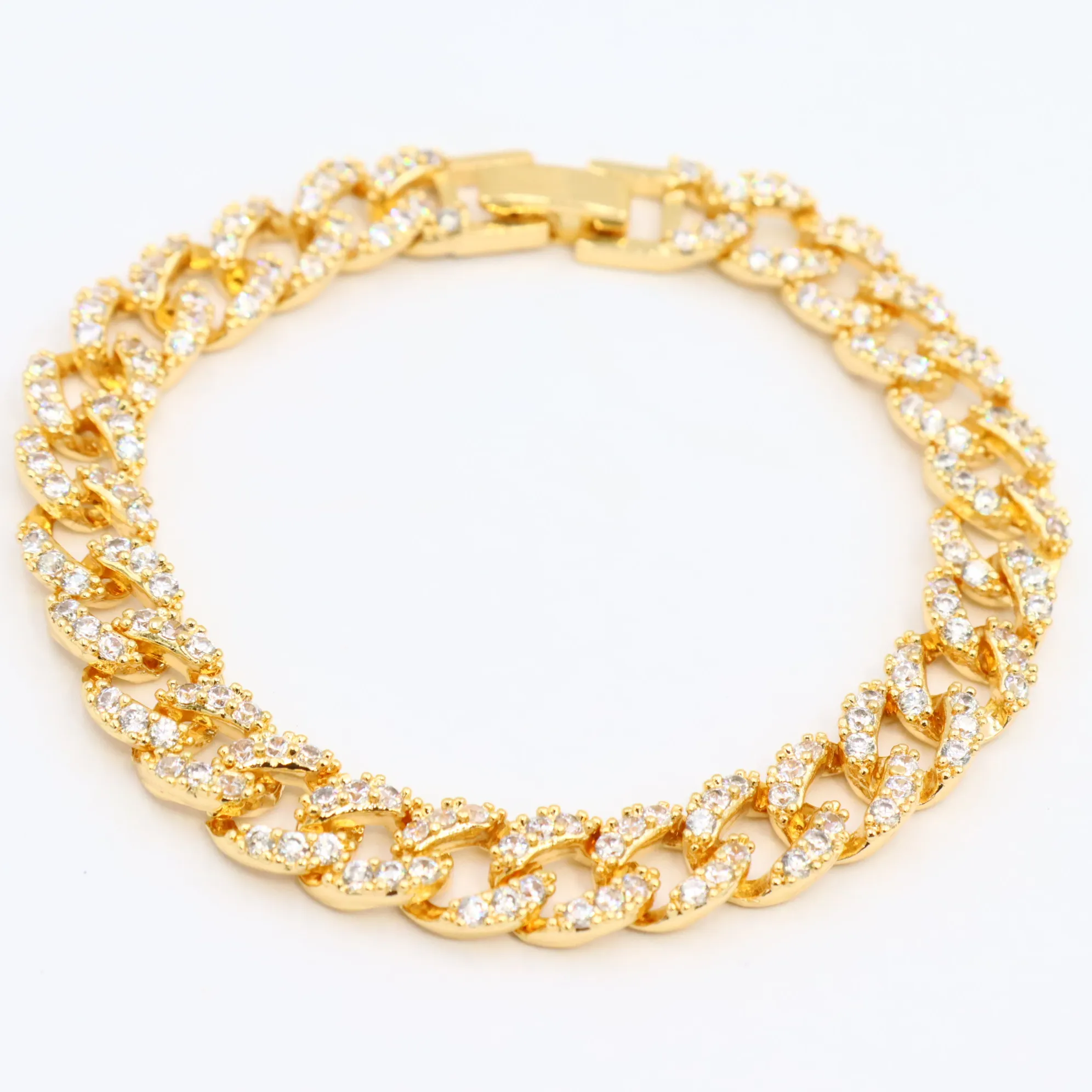 Womens Gold bracelet elegant design Studded with Cubic Zirconia Stones