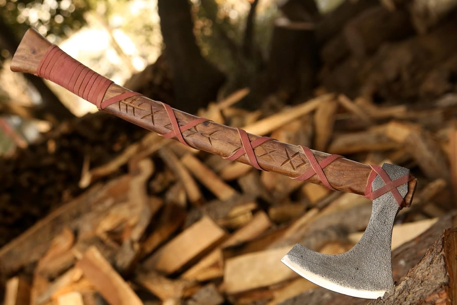 Hache Tomahawk En Acier Carbone Faite Main - Style Viking, Chasse, Camping, Neuve