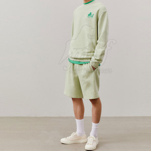Cotton Blend <b>Mens</b> Sweatshirt And <b>Shorts</b> Set With Ribbed Cuffs And Side Pockets Lightweight <b>Mens</b> Sweatshirt And <b>Shorts</b> Set - Product Image 4