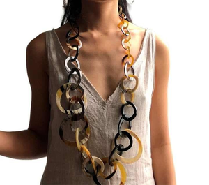 สร้อยคอแฟชั่นทำจากเขาควายแท้ ดีไซน์ทันสมัย ประดับเพชรซิรคอน งานฝีมือซานิยา ลดราคาพิเศษ เป็นมิตรกับสิ่งแวดล้อม - Product Image 5