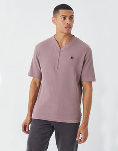 Venta al por mayor de los hombres de cuello en V cuarto de cremallera Camiseta de manga corta de calidad superior por encargo de impresión sólida fabricado Huzaifa productos - Product Image 1