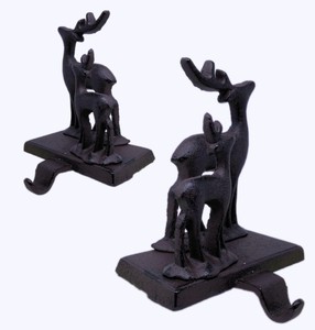 Set Of 2 Modern Metal Reindeer <b>Christmas</b> Stocking Holders Antique Silver & Oil Rubbed Bronze Deer Stocking Hangers For Decor - Product Image 3