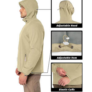 Veste polaire Softshell d'extérieur pour homme, multi-poches, col montant, grande taille, tissu denim, fermeture éclair style vintage pour l'hiver - Product Image 6