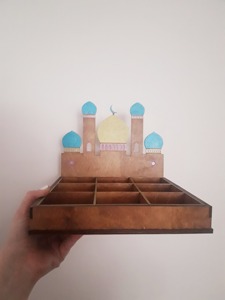 Bandeja de Ramadán de columna de estilo mezquita con elegante diseño islámico perfecto para Iftar fechas dulces té y decoración festiva de mesa - Product Image 3