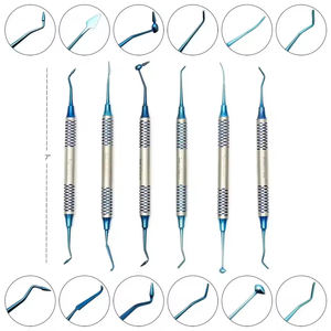 Curettes Gracey en acier inoxydable de bonne qualité 1/2 manche creux parodontal dentaire Instruments à double extrémité détartreur à sonde dentaire - Product Image 6