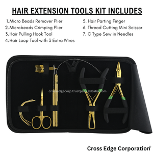 Premium Hair Extension <b>Tools</b> Kit on Sale Includes 3 Hole Nano Micro Link Beads Crimping Remover Plier Hair Pulling <b>Hook</b> <b>Tool</b> - Product Image 2