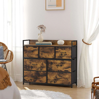 Armoire de rangement de style industriel avec 7 tiroirs en tissu pour commode de rangement de meubles de chambre à coucher avec dessus en MDF et cadre en acier