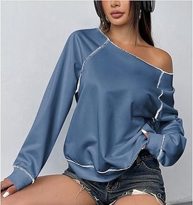 เสื้อสเวตเตอร์คอตตอนขนแกะสีทึบของผู้หญิงเครื่องแต่งกายมีสไตล์สำหรับฤดูหนาว - Product Image 4