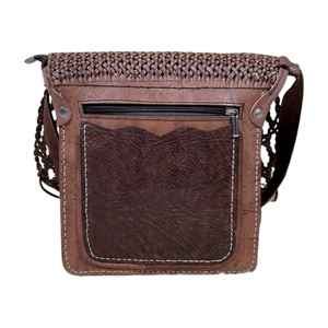 Sac à main miniature pour femme de style bohème vintage marocain fait à la main, en cuir tressé avec franges, grande capacité, fermeture éclair écologique - Product Image 3