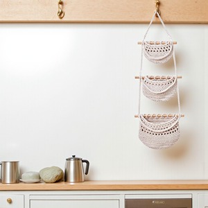 Ensemble de 2 paniers en macramé en fibre élégants pour l'organisation de la cuisine et le rangement quotidien à la maison pour les clés et les petits objets essentiels - Product Image 5