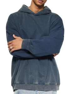 Sweat à capuche oversize pour homme, 100% coton, lavé, à manches longues, hiver, ODM, uni, streetwear décontracté, polaire 330g - Product Image 4