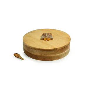 Luxueuse boîte de rangement en bois Masala boîte de rangement d'épices de qualité supérieure faite à la main - Product Image 1