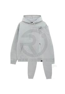 Chándal de pierna recta de gran tamaño de alta calidad Chándal de lana de tecnología en blanco con estampado de hojaldre personalizado - Product Image 3