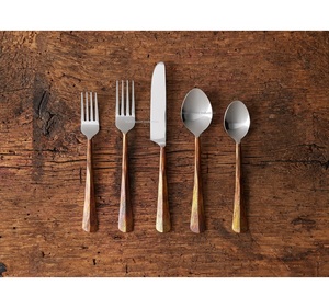 Attractive Luxury Modern Stainless Steel Cutlery <b>Set</b> Copper Plated Handle Silver Plated Home Wedding Tabletop <b>Flatware</b> <b>Sets</b> - Product Image 3