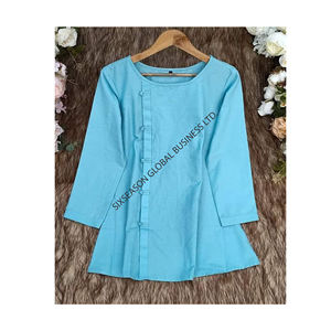 Custom Logo <b>Vest</b> Winter Ladies High Quality Export Oriented Wholesale Casual <b>Long</b> <b>Sleeved</b> Dresses 100% Cotton O-Neck Bangladesh - Product Image 4