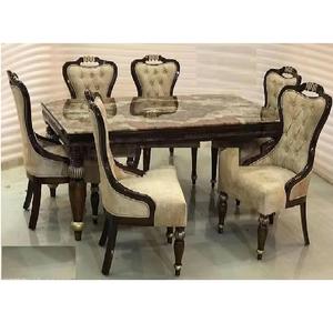 ชุดโต๊ะรับประทานอาหาร6ที่นั่งพร้อมเก้าอี้โต๊ะรับประทานอาหารทำจากไม้เสร็จทันสมัยสีน้ำตาล - Product Image 1