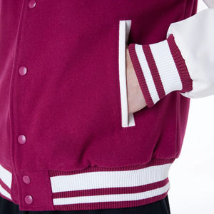 Veste universitaire rose choquant surdimensionnée avec fermeture à boutons et poche intérieure pour hommes, veste de baseball de collège, veste bomber - Product Image 4